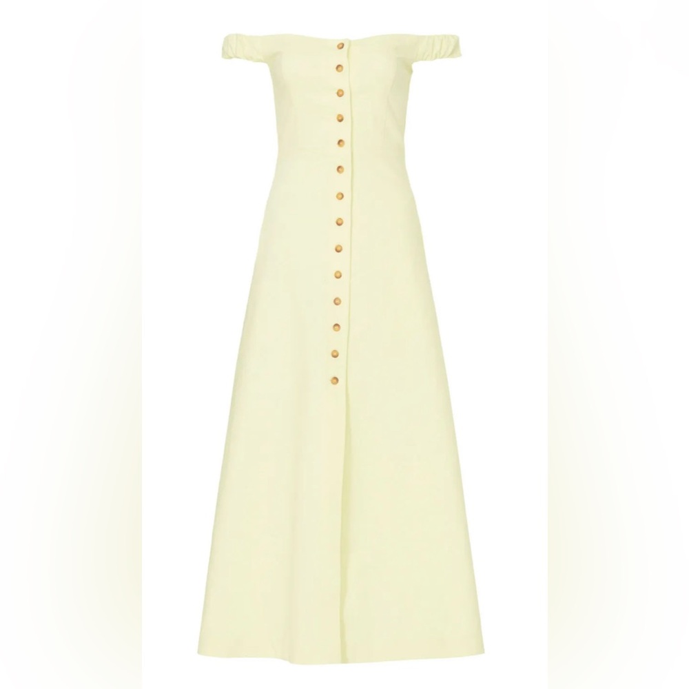 NWT Favorite Daughter Lovesick Midi Dress Butter Yellow Classy Womens 10 - Picture 3 of 6
